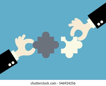 business matching - connecting puzzle elements.vector illustration.