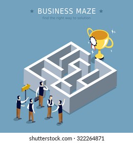 Business Maze Concept 3d Isometric Flat Design 