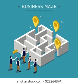 Business Maze Concept 3d Isometric Flat Design 