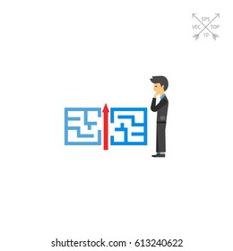 Business maze puzzle solution icon