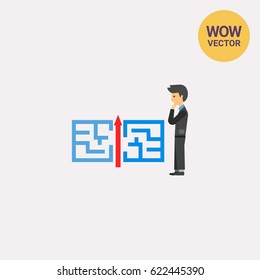 Business maze puzzle solution icon