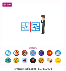 Business maze puzzle solution icon