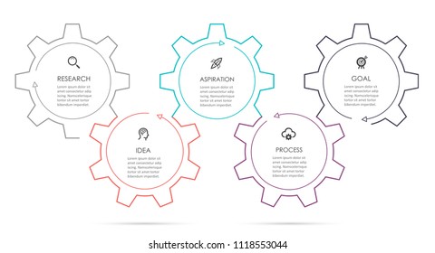 Business mechanism Infographic design template with icons and 5 options or steps.  Can be used for process diagram, presentations, workflow layout, banner, flow chart, info graph.