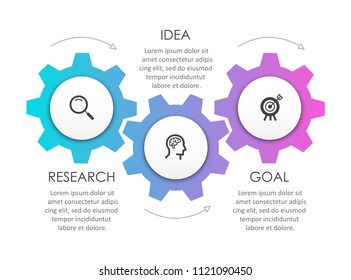 Business mechanism Infographic design template with icons and 3 options or steps.  Can be used for process diagram, presentations, workflow layout, banner, flow chart, info graph.