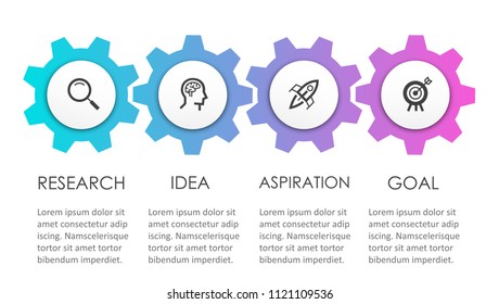 Business mechanism Infographic design template with icons and 4 options or steps.  Can be used for process diagram, presentations, workflow layout, banner, flow chart, info graph.