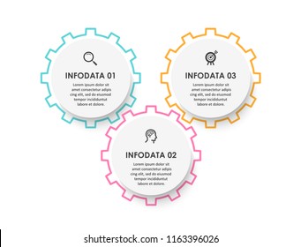 Business mechanism Infographic design template with icons and 3 options or steps.  Can be used for process diagram, presentations, workflow layout, banner, flow chart, info graph.