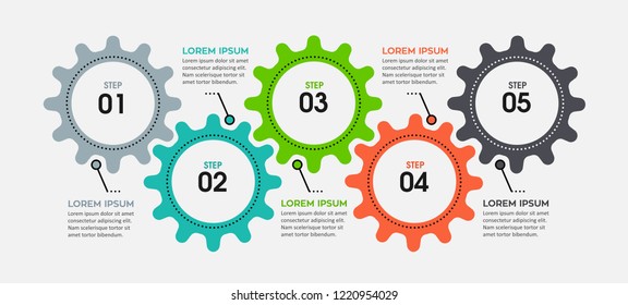 Business mechanism Infographic design template with icons and 5 options or steps.  Can be used for process diagram, presentations, workflow layout, banner, flow chart, info graph.