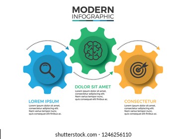 Business mechanism Infographic design template with icons and 3 options or steps. Can be used for process diagram, presentations, workflow layout, banner, flow chart, info graph. white background