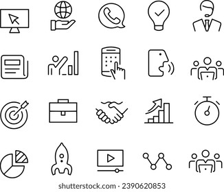 Business and Media Icons Set vector design