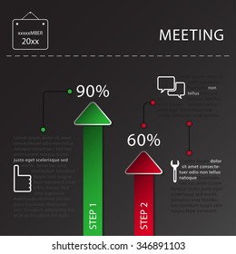 business and media infographic with two steps design template