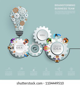  Business meeting and brainstorming. Idea and business concept for teamwork. Vector illustration. infographic template with people, team and icon.