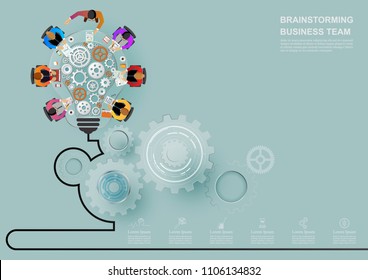 Business meeting and brainstorming. Idea and business concept for teamwork. Vector illustration. infographic template with people, team and icon.