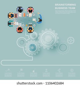 Business meeting and brainstorming. Idea and business concept for teamwork. Vector illustration. infographic template with people, team and icon.