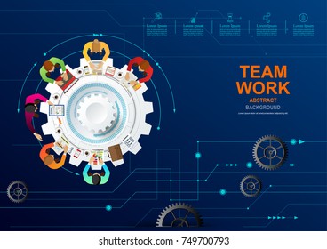 Business meeting and brainstorming. Idea and business concept for teamwork. Vector illustration info graphic template with people and team.