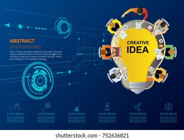 Business meeting and brainstorming. Idea and business concept for teamwork. Vector illustration info graphic template with people and team.