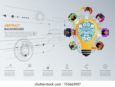 Business meeting and brainstorming. Idea and business concept for teamwork. Vector illustration info graphic template with people and team.