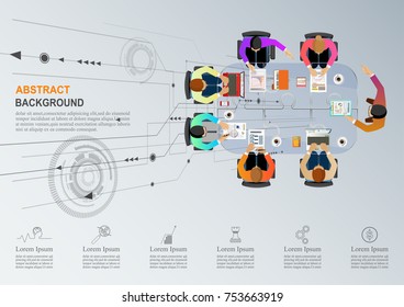 Business meeting and brainstorming. Idea and business concept for teamwork. Vector illustration info graphic template with people and team.