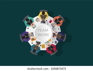 business meeting and brainstorming. modern idea and concept for teamwork. vector illustration infographic template with people.