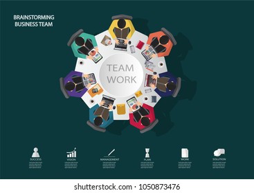 business meeting and brainstorming. modern idea and concept for teamwork. vector illustration infographic template with people.