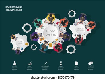 business meeting and brainstorming. modern idea and concept for teamwork. vector illustration infographic template with people.