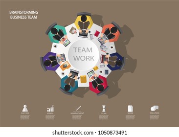 business meeting and brainstorming. modern idea and concept for teamwork. vector illustration infographic template with people.