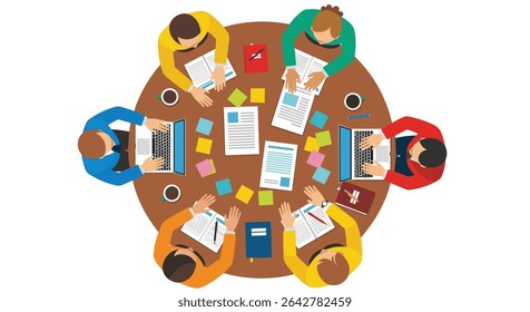 Business Meeting Brainstorming Session Collaboration Ideas and Teamwork Planning Round Table