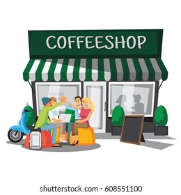 Business meeting in a cafe