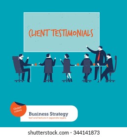 Business meeting client testimonials. Vector illustration Eps10 file. Global colors. Text and Texture in separate layers.