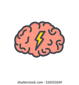 Business Meeting Colored Filled Icon Vector Brain Storm Lightning