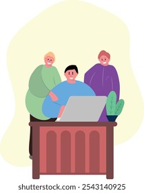 Business Meeting at a company environment illustration. People at a discussion