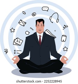Business meeting, conference call with business team online, telecommuting, remote work and business communications concept illustration