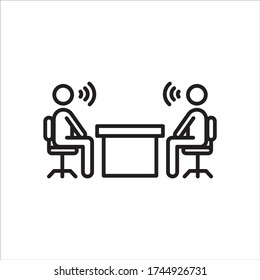 Business meeting, conference in office. Flat line vector icon for mobile application, button and website design. Illustration isolated on white background. EPS 10 design, logo, app, infographic, 