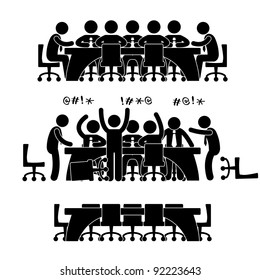 Business Meeting Discussion Brainstorm Workplace Office Situation Scenario Pictogram Concept