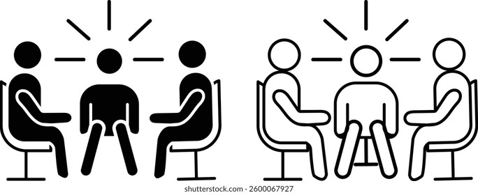 Business Meeting Discussion Icon with Transparent Background – Teamwork Collaboration, Corporate Strategy, Professional Communication, Vector Illustration