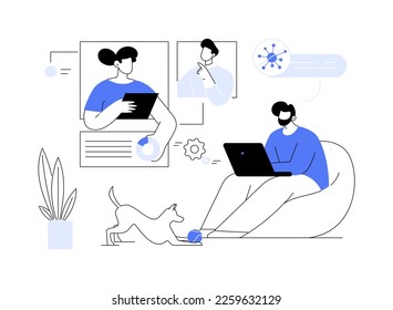 Business meeting during sick leave abstract concept vector illustration. Social distancing, prevent virus spread, self protection measures, distance working, home office abstract metaphor.