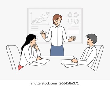 Uma reunião de negócios com uma apresentação importante é agendada na Sala de Conferências