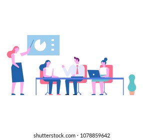 Business meeting. Flat vector illustration isolated on white.