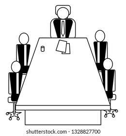 Business meeting group five people on the table and working together