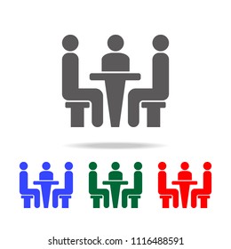 a business meeting icon. Elements of conversation in multi colored icons. Premium quality graphic design icon. Simple icon for websites and web design on white background