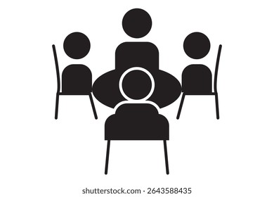 Business meeting icon. Office situation pictogram. Business conference, management meeting icon. people around the table icon vector illustration. 