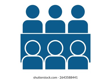 Business meeting icon. Office situation pictogram. Business conference, management meeting icon. people around the table icon vector illustration. 