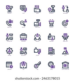 Business Meeting icon pack for your website, mobile, presentation, and logo design. Business Meeting icon dual tone design. Vector graphics illustration and editable stroke.