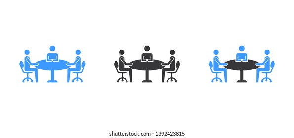 Business meeting icon vector - Glyph group discussion sign