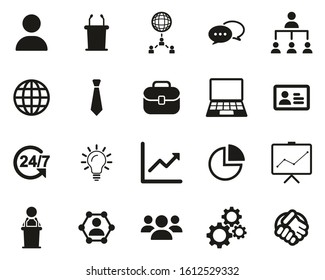 Business Meeting Icons Black & White Set Big