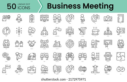 business meeting Icons bundle. Linear dot style Icons. Vector illustration