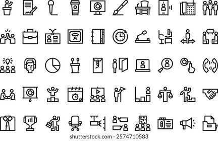 Business meeting icons High-Quality Vector Icons Collection with Editable Stroke. Ideal for Professional and Creative Projects