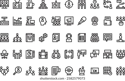 Business meeting icons High-Quality Vector Icons Collection with Editable Stroke. Ideal for Professional and Creative Projects