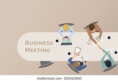 Business meeting idea. Brainstorm business people for analysis, discussion and development. Consulting, teamwork, finance and project management strategies. EPS10 vector illustration. 