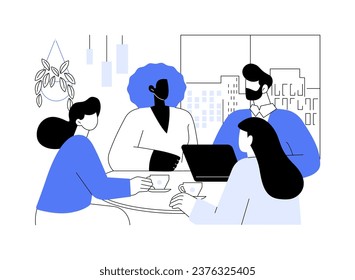 Business meeting isolated cartoon vector illustrations. Group of people in the restaurant at a business meeting, eating out together in cafe, discussing important issues at lunch vector cartoon.