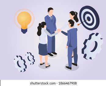 Business meeting isometric 3d vector concept for banner, website, illustration, landing page, flyer, etc